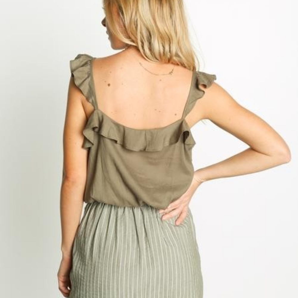 NWT Olive Green Woven Tank Top - Picture 7 of 8